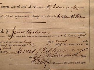 Item #1077 Land Grant Document Signed (Secretarial) by President James Buchanan March 10, 1860....