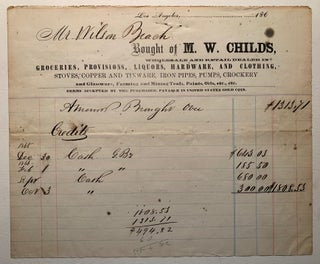Item #1100 1860's Bill Head M.W. Childs Groceries and Provisions, Los Angeles, California