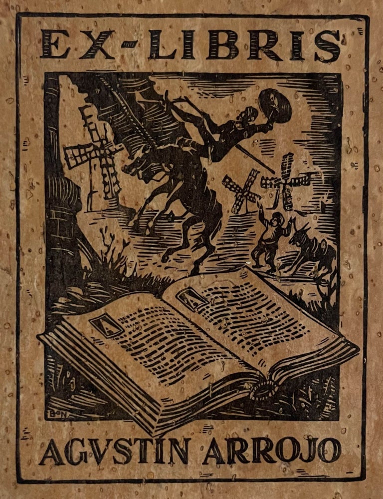Item #1146 Unique 1946 Cork Bookplate and Business Card of Agust&iacute;n Arrojo Mu&ntilde;oz. Agust&iacute;n Arrojo Mu&ntilde;oz.