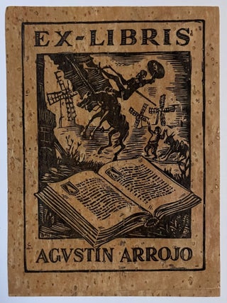 Unique 1946 Cork Bookplate and Business Card of Agust&iacute;n Arrojo Mu&ntilde;oz