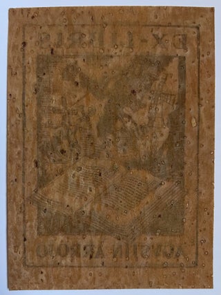 Unique 1946 Cork Bookplate and Business Card of Agust&iacute;n Arrojo Mu&ntilde;oz