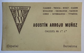 Unique 1946 Cork Bookplate and Business Card of Agustín Arrojo Muñoz