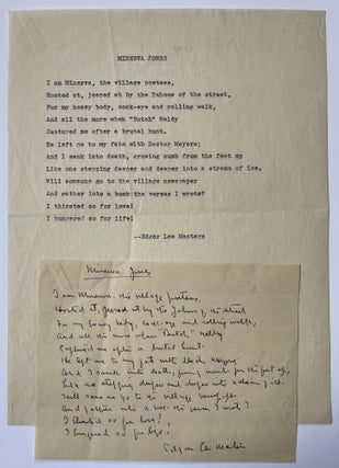Item #1177 [Poetry] Edgar Lee Masters Typed and Signed Manuscript of Spoon River Anthology Poem...