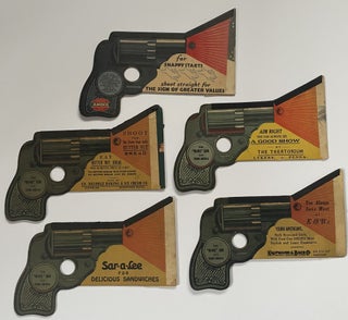 Item #1190 Lot of Five “Bang” Gun for Young America Advertising Trade Cards