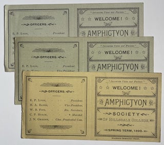 Item #1202 Three Tickets for Amphictyon Society of Hillsdale College Meetings, Spring Term, 1890
