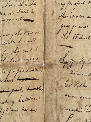 ALS with Wake Forest Postmark, Discussing Search for a Wife and Land Speculation, N. L. Allen, Totten’s Wells, Kentucky, Sept. 12, 1829