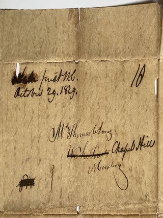 ALS with Wake Forest Postmark, Discussing Search for a Wife and Land Speculation, N. L. Allen, Totten’s Wells, Kentucky, Sept. 12, 1829