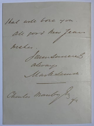 1861 ALS From Mark Lemon to Charles Manby, Bedford Hotel Letterhead, Covent Garden, London