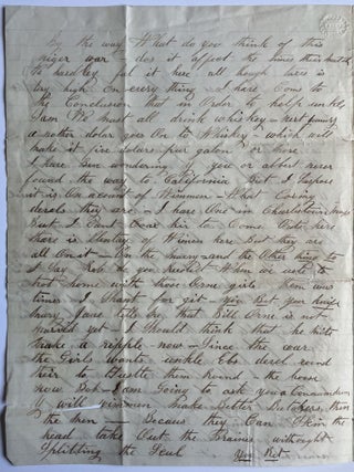 Manuscript Letter Discussing 1864 Presidential Election, “Niger War”, Women, California, etc., signed by J. M. Gove, Aboard the Barque Nahumkeag, October 3, 1864