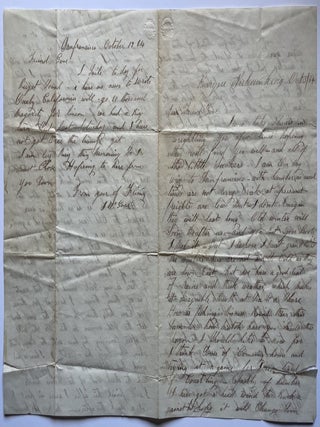 Manuscript Letter Discussing 1864 Presidential Election, “Niger War”, Women, California, etc., signed by J. M. Gove, Aboard the Barque Nahumkeag, October 3, 1864