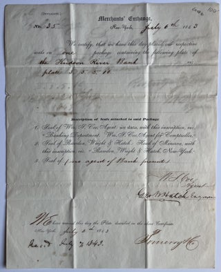 Item #1222 [Lithography] Merchant’s Exchange Document Signed by George Whitefield Hatch. George...
