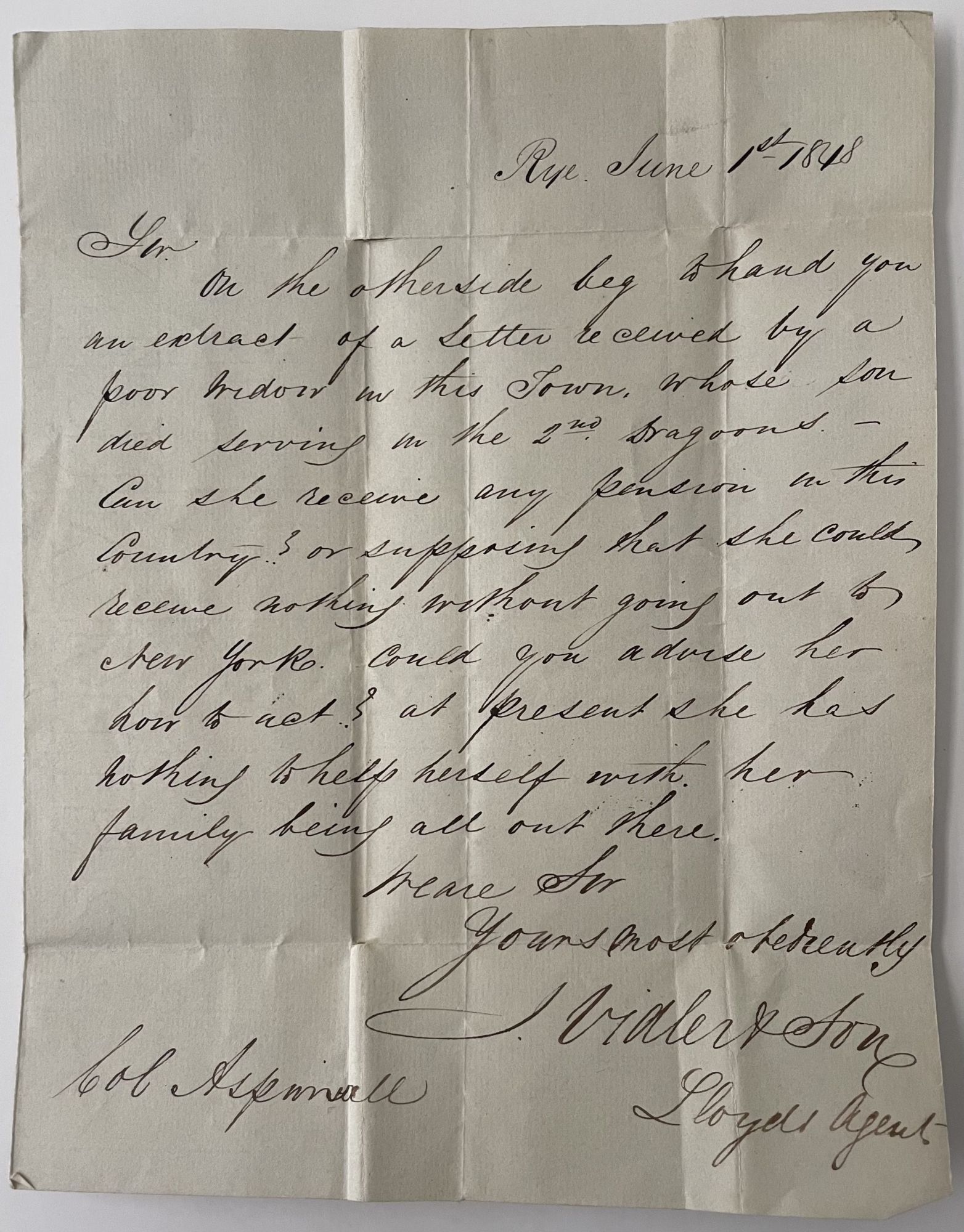 Colonel In Letters 1848 Manuscript Letter to Colonel Thomas Aspinwall Concerning Mexican ...