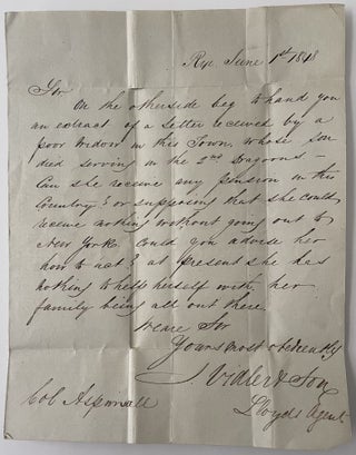 Item #1225 1848 Manuscript Letter to Colonel Thomas Aspinwall Concerning Mexican War. J. Bidler, Son