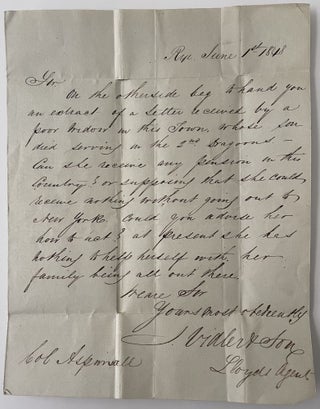 Item #1225 1848 Manuscript Letter to Colonel Thomas Aspinwall Concerning Mexican War. J. Bidler, Son