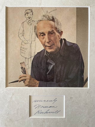 Item #1229 Norman Rockwell Autograph and Colorized Photograph Portrait. Norman Rockwell