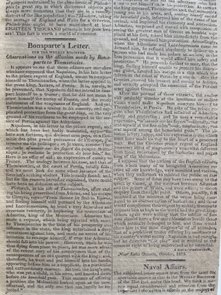 Two Issues of Niles’ Weekly Register Newspaper, With Content on the War of 1812 and the Slave Trade