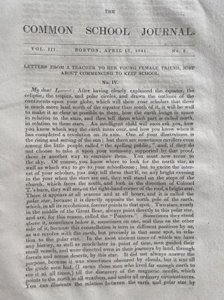 Item #1254 Two 1841 Issues of Vol. III of the Common School Journal, edited by Horace Mann