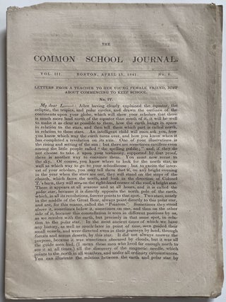 Two 1841 Issues of Vol. III of the Common School Journal, edited by Horace Mann