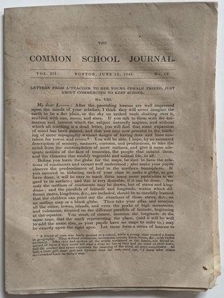 Two 1841 Issues of Vol. III of the Common School Journal, edited by Horace Mann