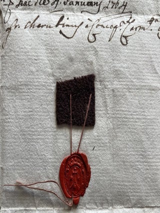1764 Ex Habitu Relic of Giovanni Antonio Cardinal Guadagni, Servant of God, Attached to Manuscript Letter