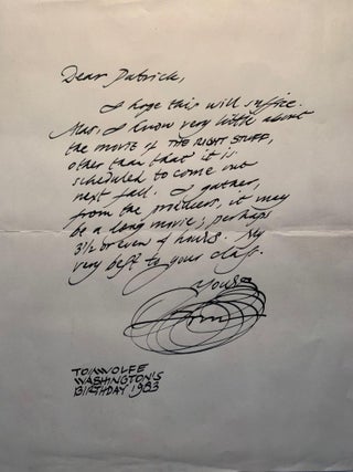 Five Letters from Author Tom Wolfe to Salt Lake City Artist and Educator Pat Eddington 1979-2001