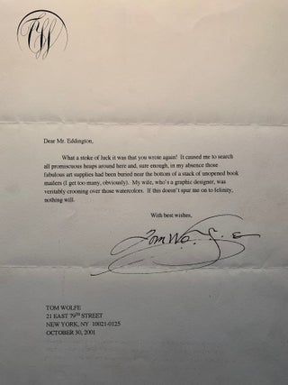 Five Letters from Author Tom Wolfe to Salt Lake City Artist and Educator Pat Eddington 1979-2001