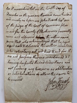 [New York][18th Century Hand-made Paper] 1796 Indenture with Rare 1793 Watermark on Paper from Philadelphia