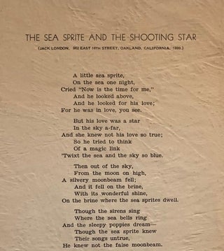 Item #1281 [Jack London] Sea Sprite and the Shooting Star--One of 35 Copies Privately Printed...