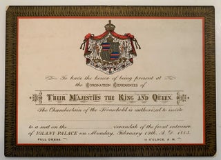 Item #1282 [Hawaii] Invitation for the Coronation Ceremonies of Their Majesties the King and...