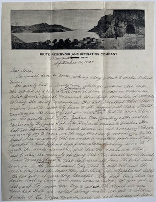 Item #1284 1934 Handwritten Letter Describing Construction of Hoover Dam, on Piute Reservoir and...