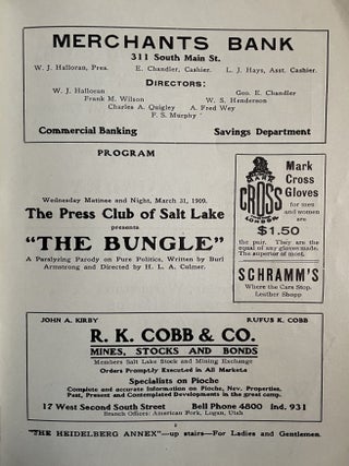 1909 Salt Lake Theatre Playbill Booklet for “The Bungle” Political Satire Play