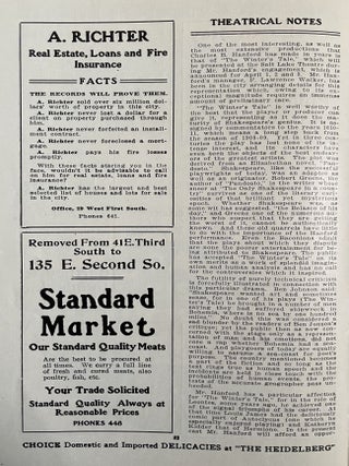 1909 Salt Lake Theatre Playbill Booklet for “The Bungle” Political Satire Play