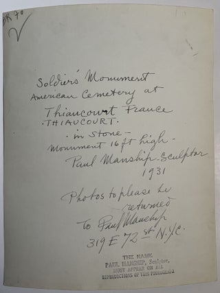 Archive of Signed Photographs and Letters by Paul Manship, American Sculptor