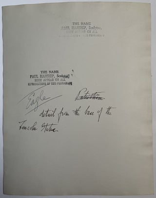 Archive of Signed Photographs and Letters by Paul Manship, American Sculptor