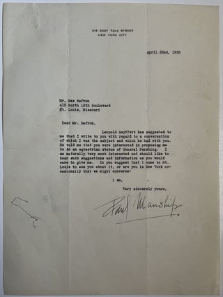 Archive of Signed Photographs and Letters by Paul Manship, American Sculptor