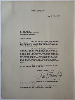 Archive of Signed Photographs and Letters by Paul Manship, American Sculptor