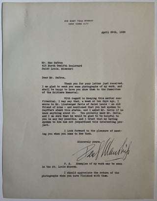 Archive of Signed Photographs and Letters by Paul Manship, American Sculptor