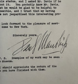 Archive of Signed Photographs and Letters by Paul Manship, American Sculptor