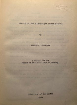 Item #1346 History of the Albuquerque Indian School. Lillie G. McKinney