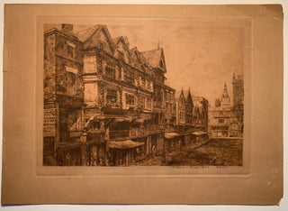 Item #1366 [Etching] Old Houses in Bridge Street--Chester. William Monk