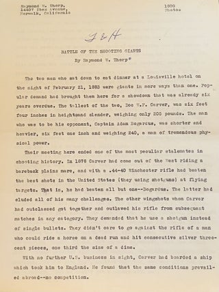 [Western Americana] [Bat Masterson] [Wyatt Earp] [Buffalo Bill Cody] Archive of Western Author and Historian Carl Breihan
