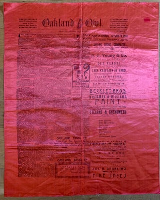 Item #1395 [Newspaper] Oakland Owl Volume 6 Number 11, June 16, 1905 Printed on Red Silk. D. E....