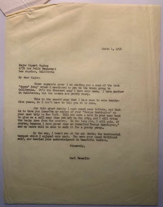 Correspondence between Rupert Hughes, Carl Haverlin and Lee Shippey 1933-1950