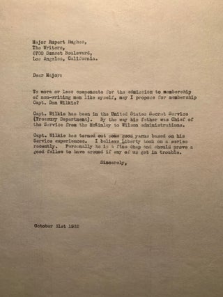 Correspondence between Rupert Hughes, Carl Haverlin and Lee Shippey 1933-1950