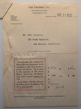 Correspondence between Rupert Hughes, Carl Haverlin and Lee Shippey 1933-1950