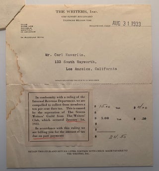 Correspondence between Rupert Hughes, Carl Haverlin and Lee Shippey 1933-1950