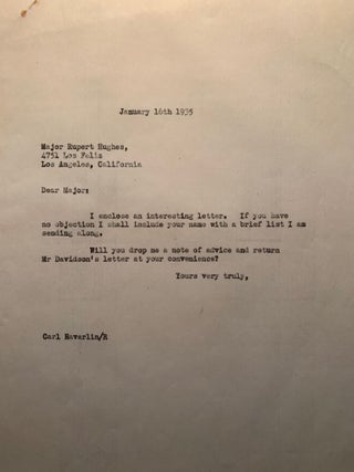 Correspondence between Rupert Hughes, Carl Haverlin and Lee Shippey 1933-1950