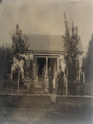 Item #1508 Three Quarter Plate Tintype of Two Women and Two Men in Front of a House