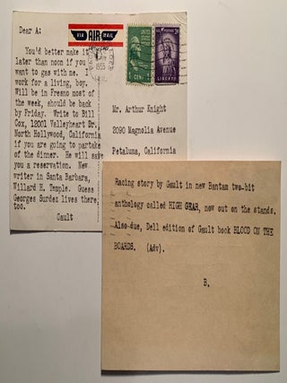 Small Literary Archive of William Gault Letters--1954 to 1956 to Photographer, Poet and Beat Anthologist Arthur Knight