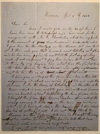 [Fruit Growing][Farming][Education] Mid-nineteenth Century Correspondence Between Honorable Nathaniel Goodwin of Hartford, Connecticut and the Extended Brown Family of Henderson, Jefferson County, New York 1849-1855
